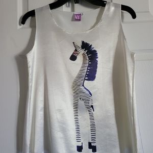 Satin sleeveless blouse, S-M, White